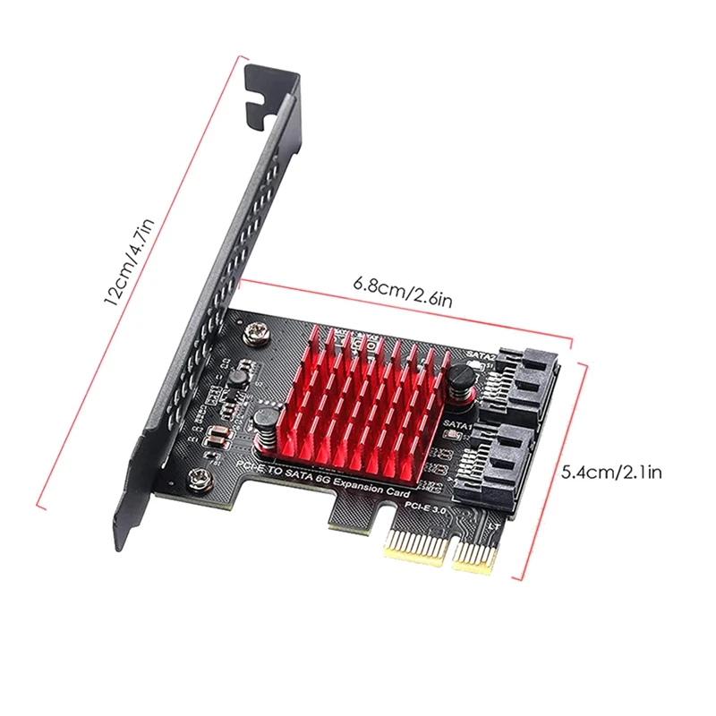 Pcie 2 Uostai SATA 3 III 3.0 6 Gb SSD Adapter PCI-E PCI Express X1 Valdiklio plokštės Plėtimosi Kortelės Palaikymas X4 X6 Nuotrauka 3