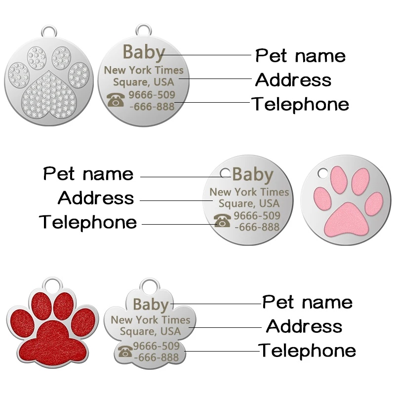 Asmeninį ID Katė, Šuo Žymeklį Custom Metalo Išgraviruotas Vardas Šuniuką Šunų Antkaklis Žymeklį Leteną Pakabukas Keychain Naminių Šunų Antkaklis Priedai Nuotrauka 4