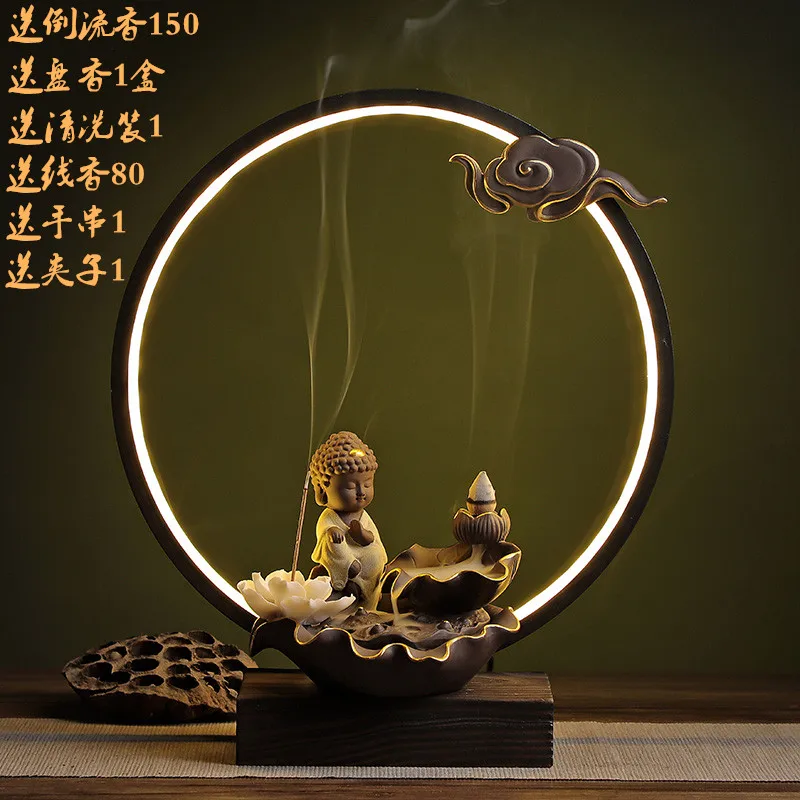 Moliuskui senovinių smilkalų degiklis, molio Buda, Budizmo smilkalų degiklis, dūmų moliuskui smilkalų lempos kambario dekoro zen smilkalų laikiklis Nuotrauka 5